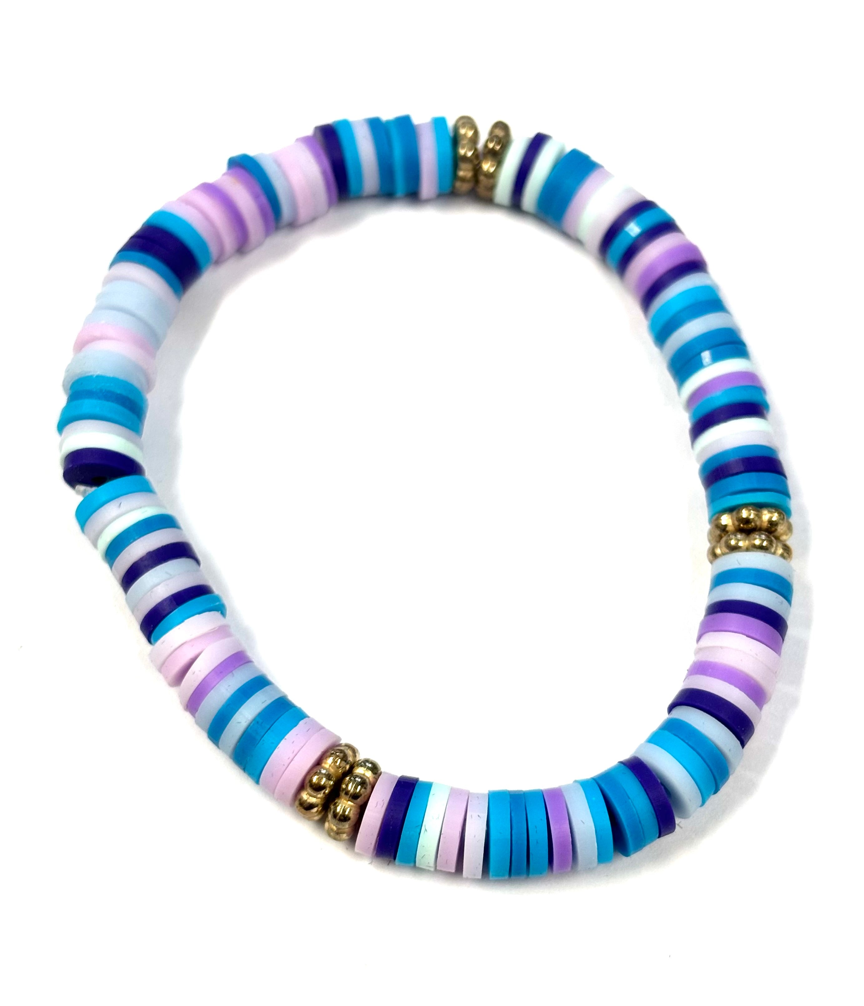 Blue and purple polymer clay bracelet