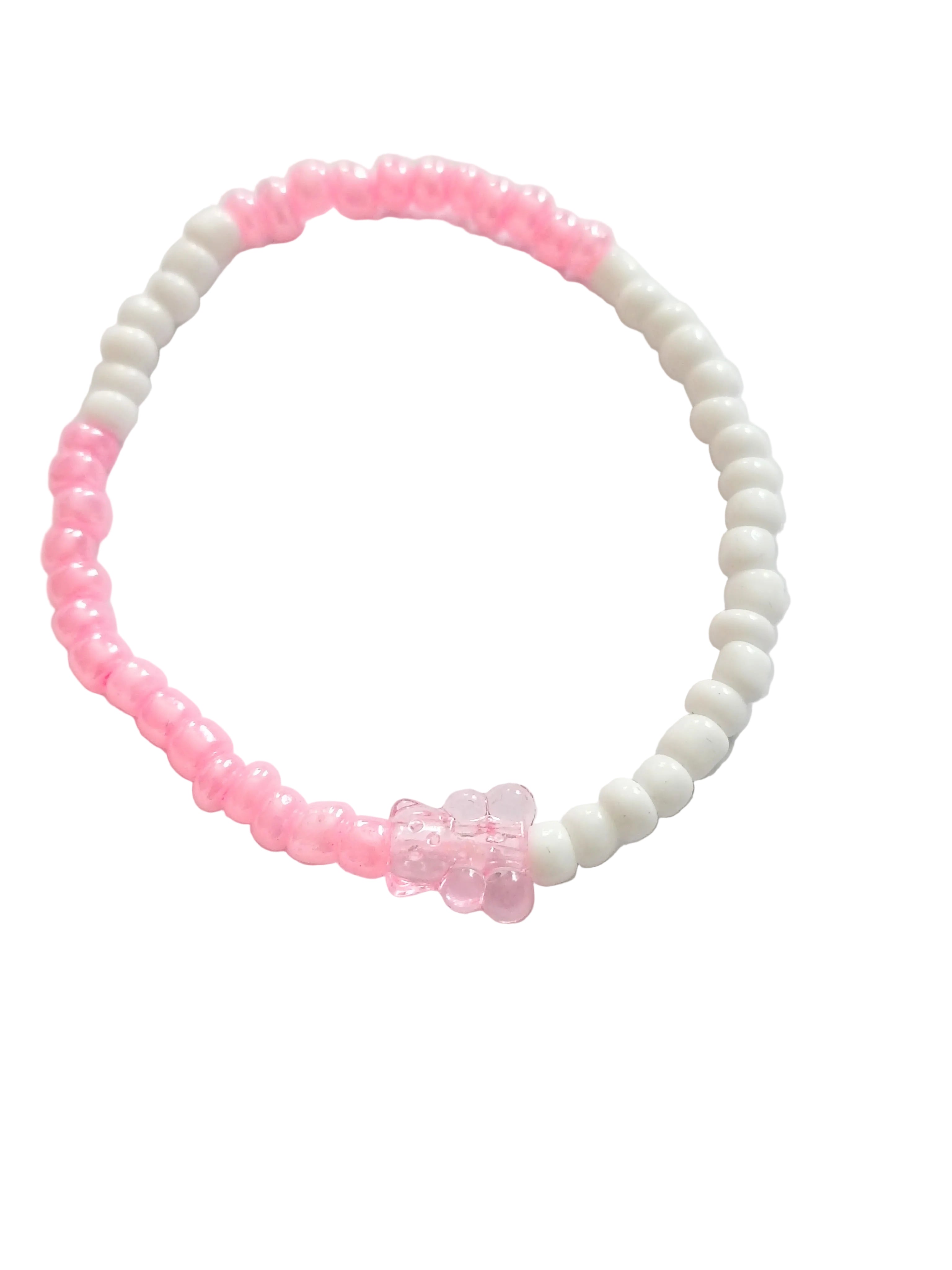 Pink and white seed bead bracelet