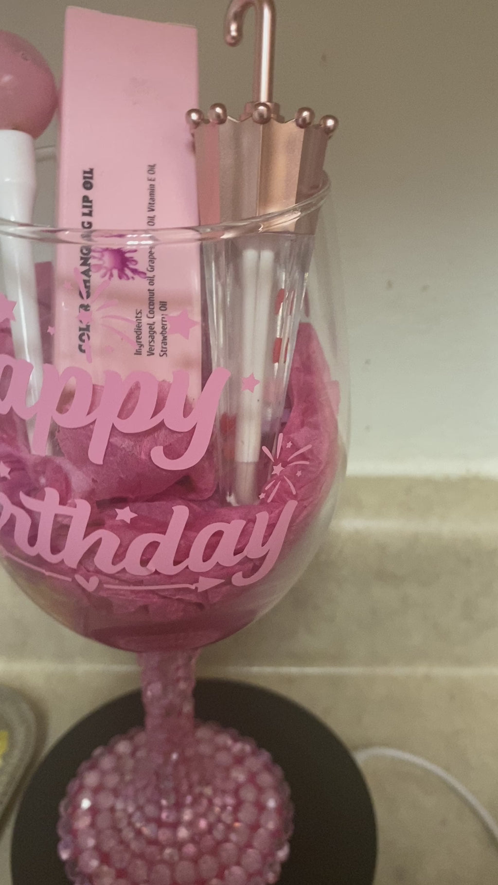 Custom birthday rhinestone glass personalized