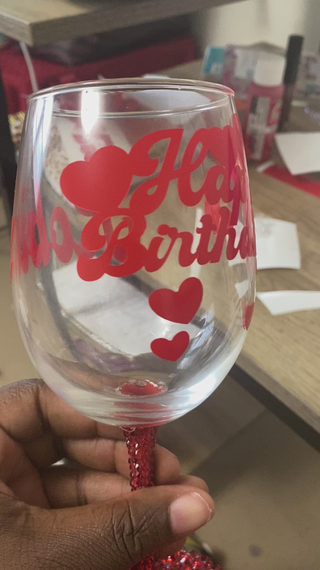 Custom birthday rhinestone glass personalized